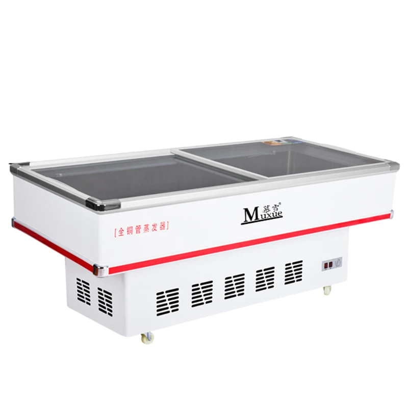 MUXUE supermarket display meat showcase chest freezer sliding glass door sea food freezer for market