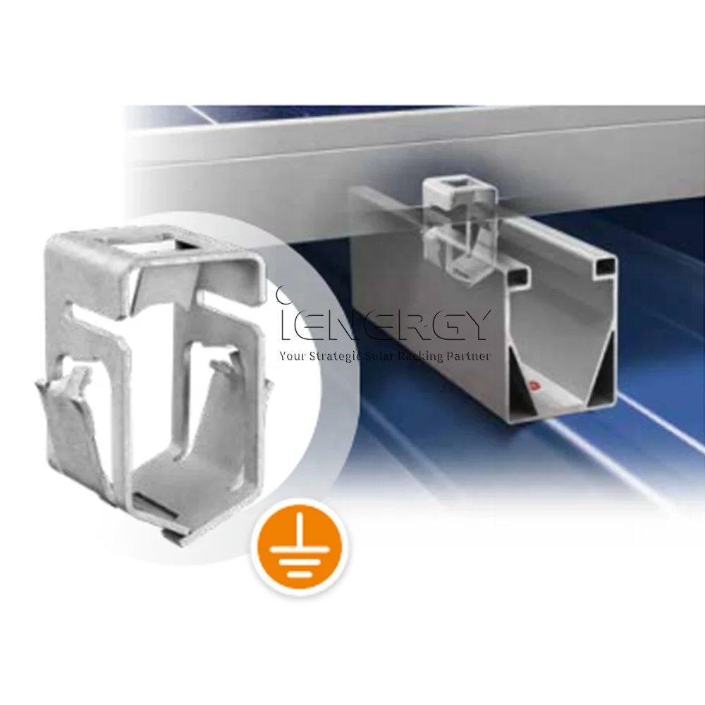 PV Modules Fastening Solar Panel Framed Grounding Clip Anti Theft Clamp