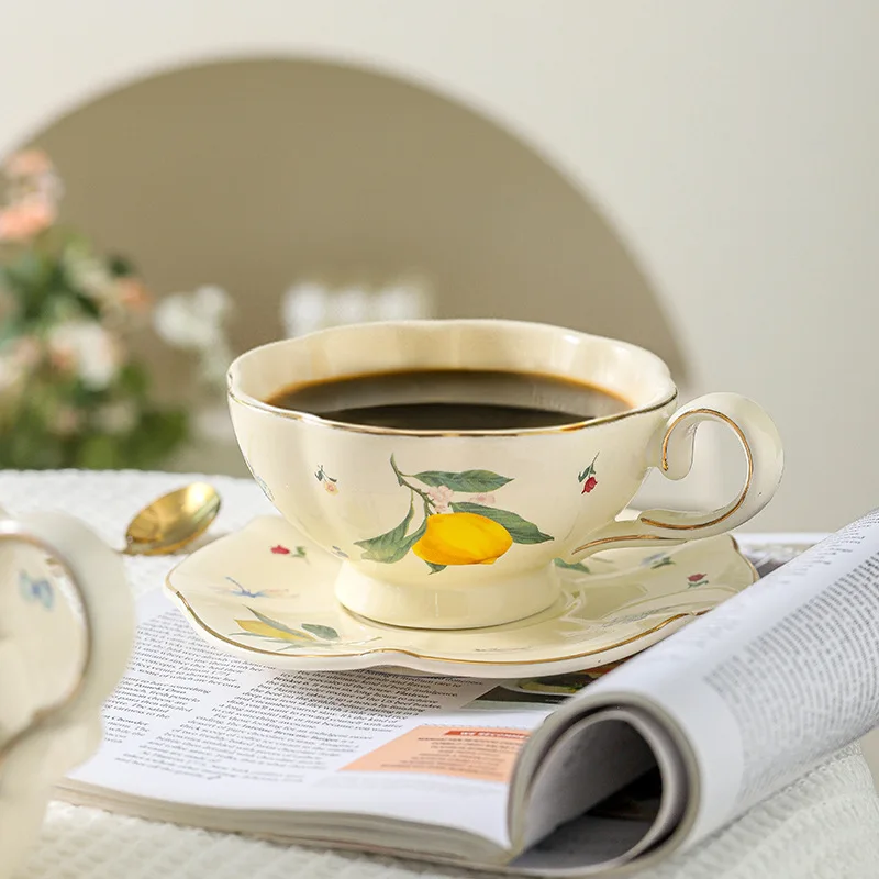 Lemon series French exquisite coffee afternoon tea home teapot set ceramic English cartoon gift box