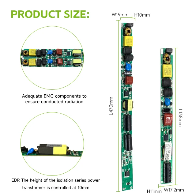 High Power Factor Non-Isolated Built-In LED Driver Slim Size for T5 T8 T10 Tube Light 30W Constant Current Output 300MA
