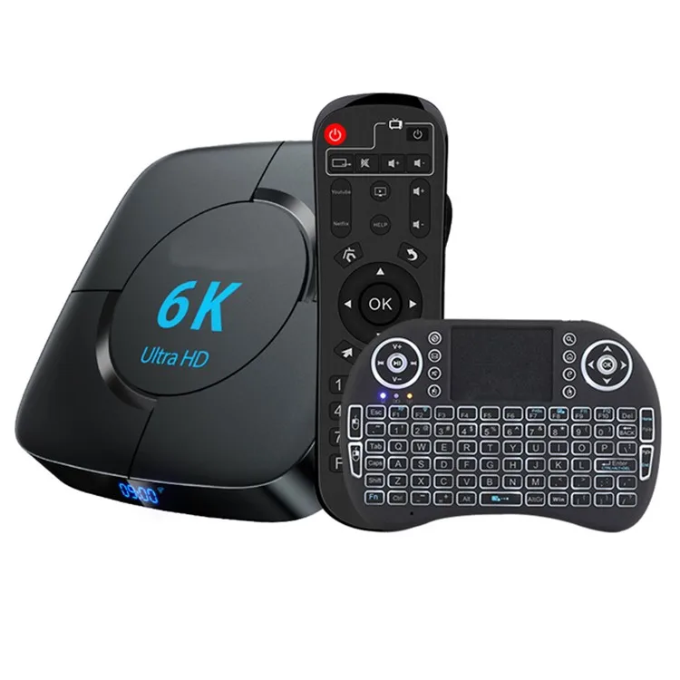 6K UHD Streaming TV Box Allwinner H616 Android 10.0 2GB+16GB 2.4G/5G WiFi 100M Ethernet with mini Keyboard