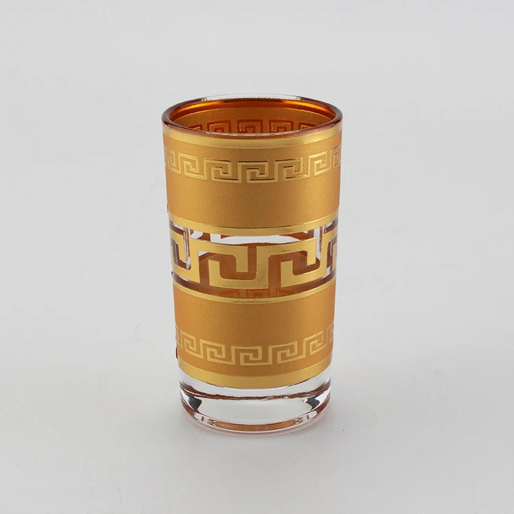New Hot Selling  5OZ Glass Tumbler customized Moroccan Tea Cup Sets With Handmade Decal Water Glass Set islamic tea set