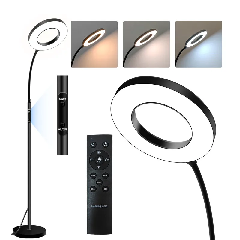 Wholesale Stepless Dimmer CCT Adjustable Standing Desk Lamp  Metal Reading Lamp with Remote Tall LED Floor Lamp