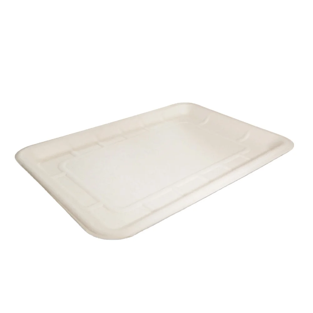 Compostable Tray Food Containers Sugarcane Pulp Packaging