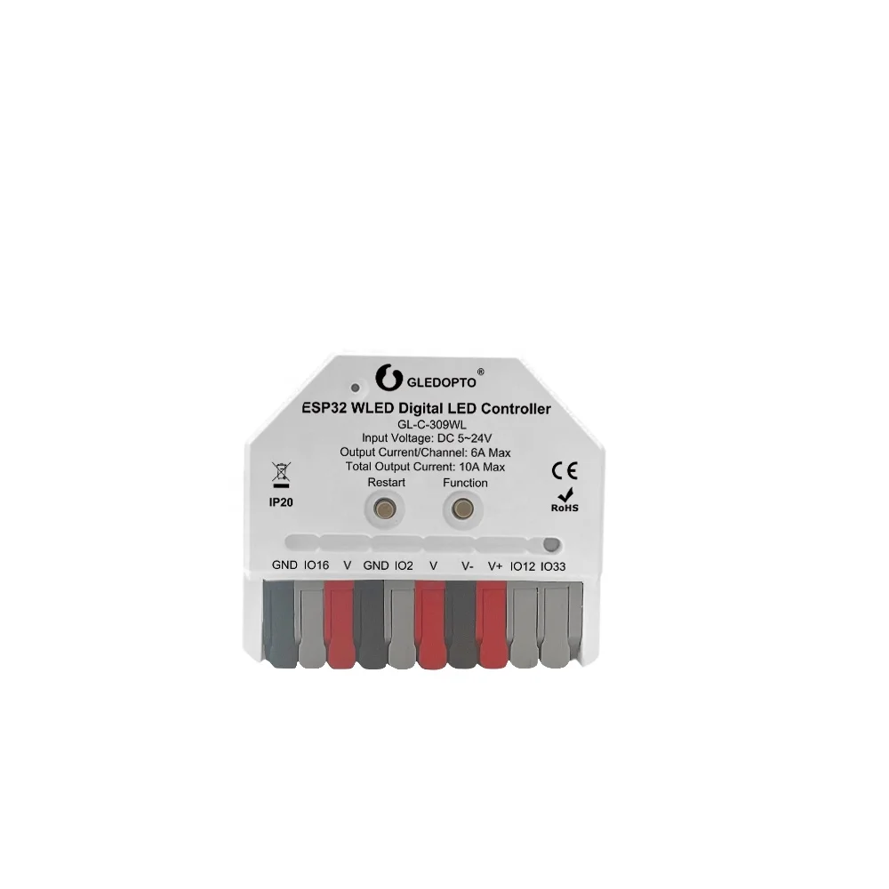 Gledopto 2024 New ESP32 WLED Digital LED Controller DIY lighting effects Segmentally control lighting lightweight push switch