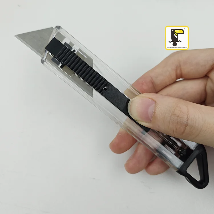 Cheap price plastic transparent retractable utility knife mini opener box cutter utility paper cutter knife