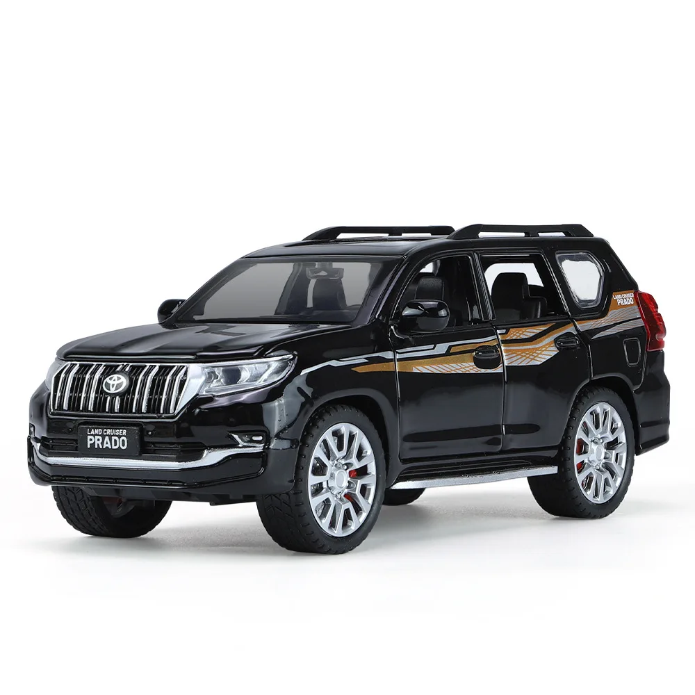 Подлинная модель 1:32 Prado для литья под давлением, игрушечный автомобиль, внедорожник, звук и свет, декоративная дверь, металлическая игрушка, подарок мальчику
