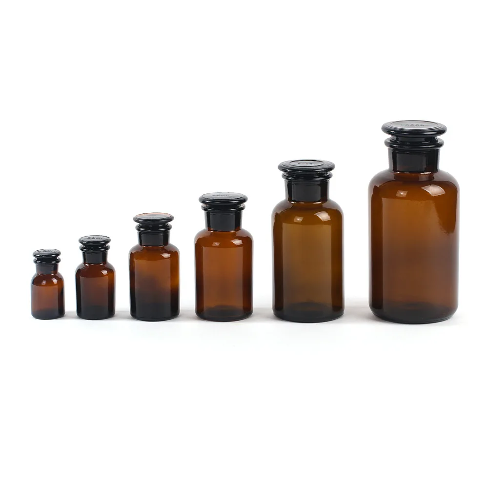 
60ml 125ml 250ml 500ml 1000ml Brown Wide-Mouth Brown Transparent Reagent Bottle Laboratory 