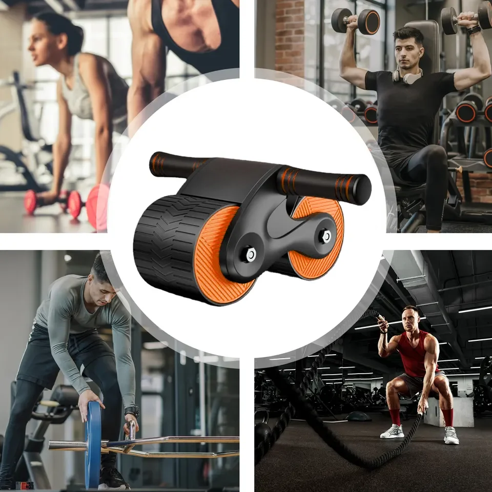 Automatic Rebound Abdominal Wheel Double Round Wheels Roller Domestic Abdominal Exerciser Wheel Gym Equipment For Core Workouts