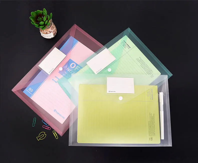 Document Wallet A4 Plastic Button Bag File Folder Filing Products Bag For Documents