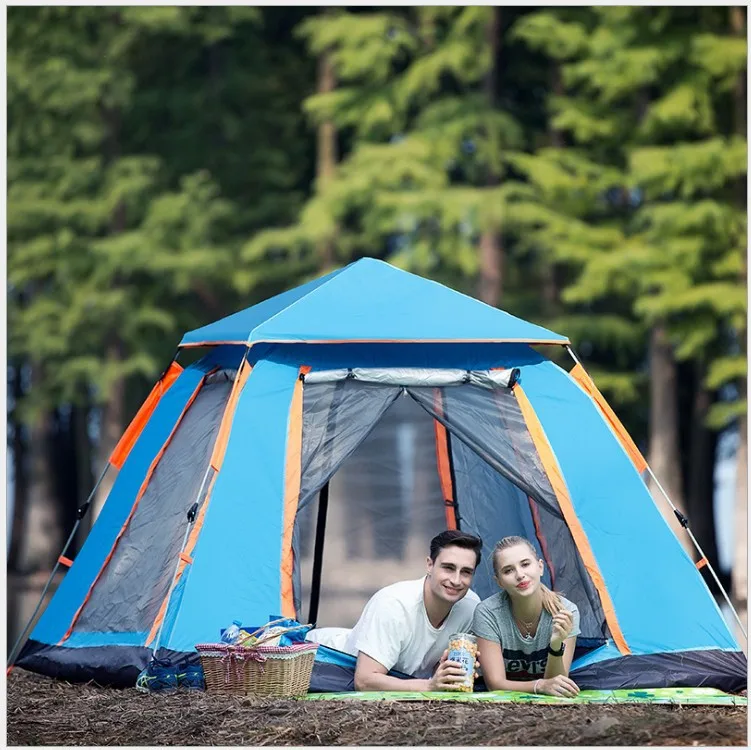 Tent outdoor 3-4 people beach thicker rainproof  camping automatic double camping speed open four tent