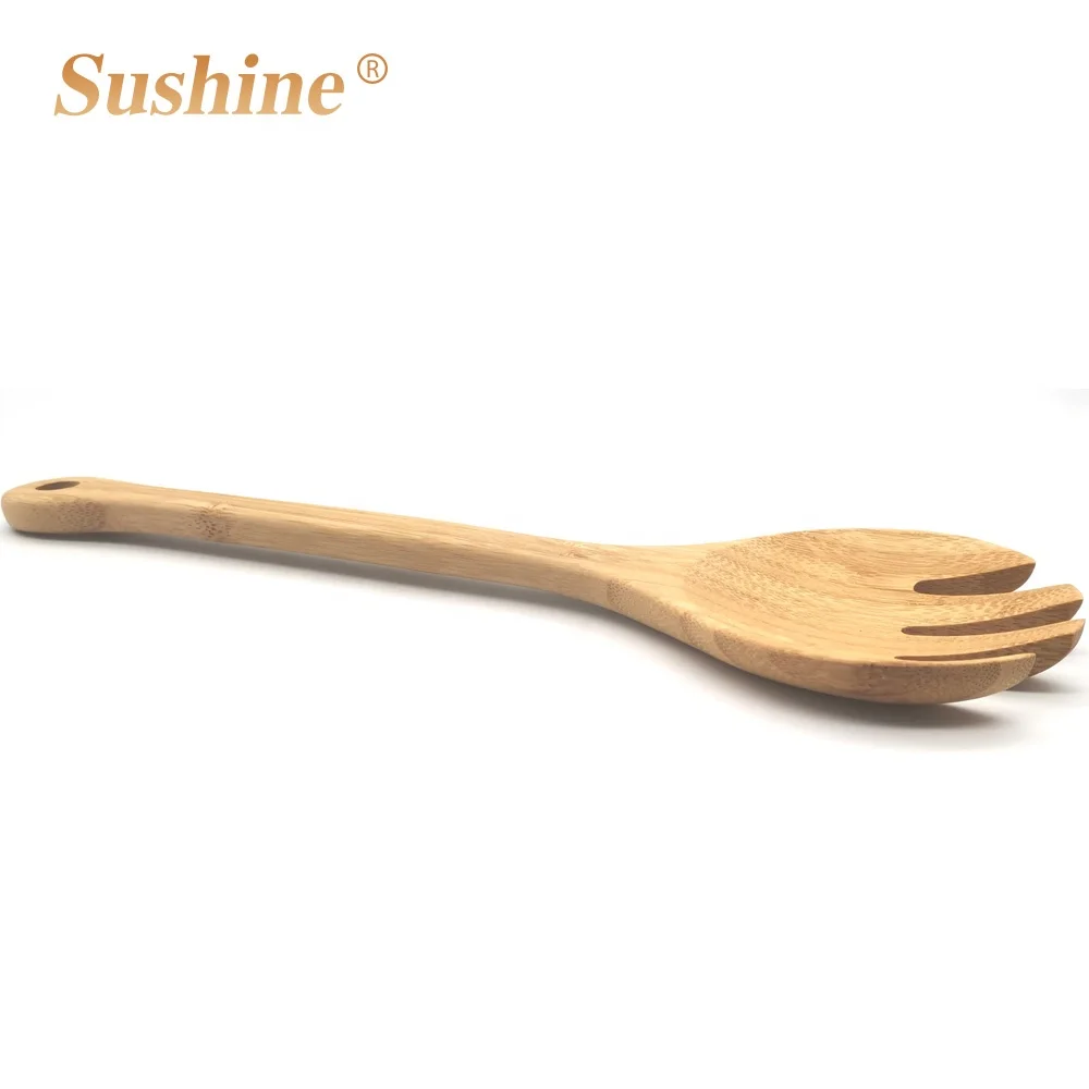 2 pieces bamboo salad spoon and fork set kitchen cooking utensils tools
