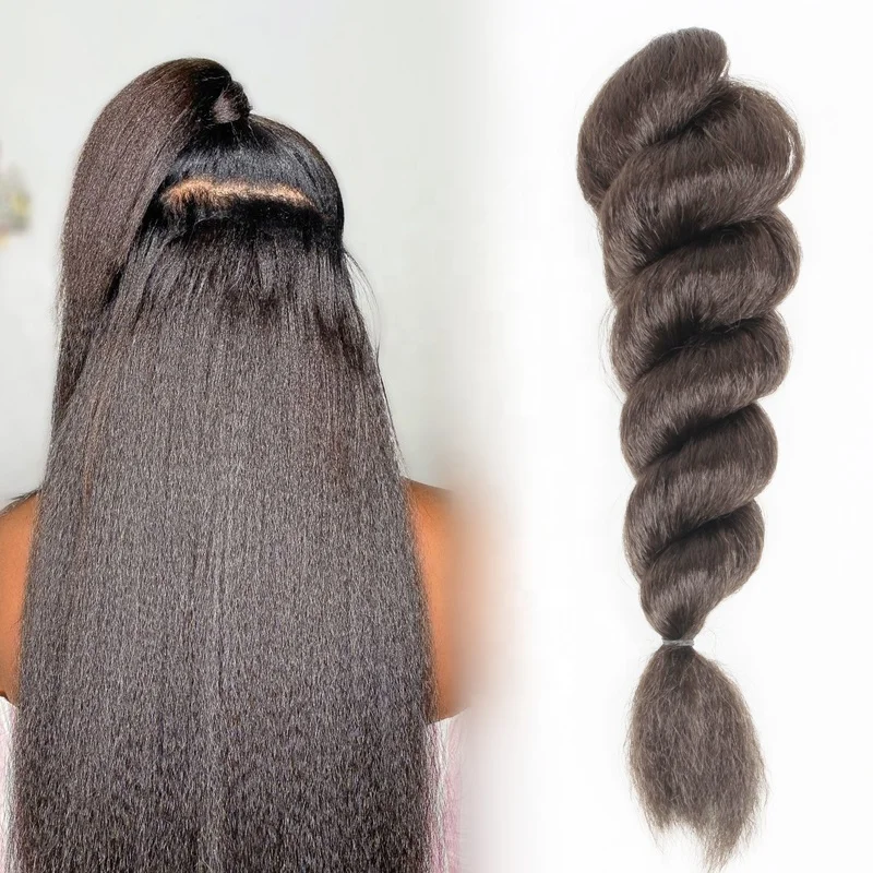 Vivian bulk kinky straight crochet hair 26inch 65g/pcs black afro crochet kinky bulk synthetic like human hair for braids