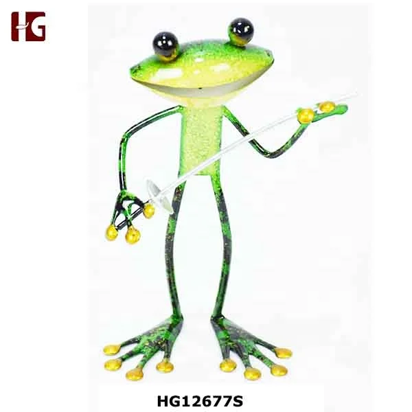 Iron interesting frog figurine metal home garden decoration