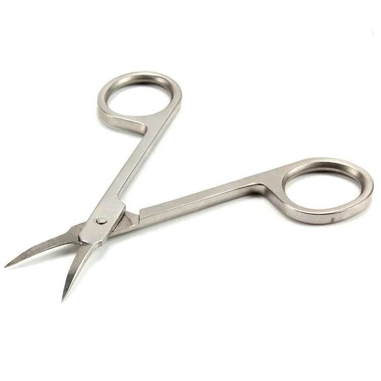 Top Grade Stainless Steel Fine Tip Scissors Private Label Silver Eyebrow Eyelash Scissor for Makeup Tools