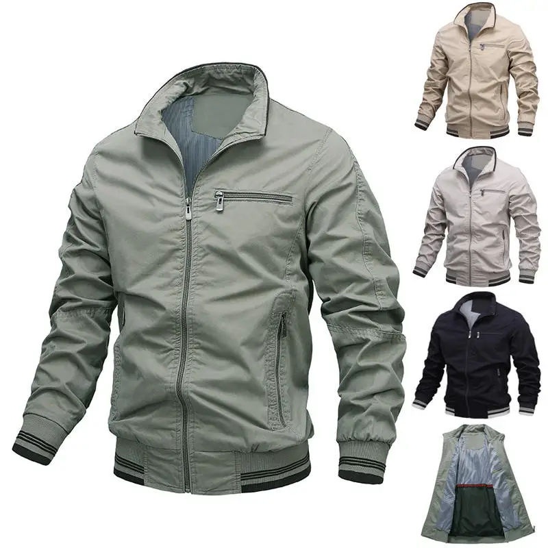 Custom Spring Coat Wholesale Zipper Causal Thin Men Bomber Jacket