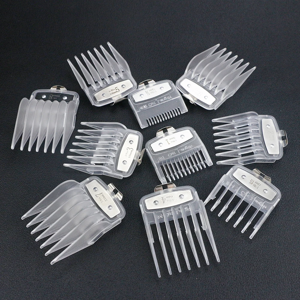 New Arrival Guides Comb Kit Transparent 10 Sizes Hair Clipper Guards Trimmer Clipper Guard Barber Limit Attachment Comb