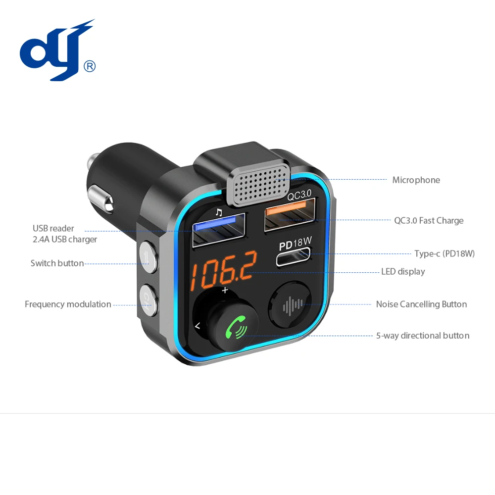  Новое поступление быстрая зарядка автомобильный FM-передатчик QC3.0 Bluetooth 5 0 комплект громкой