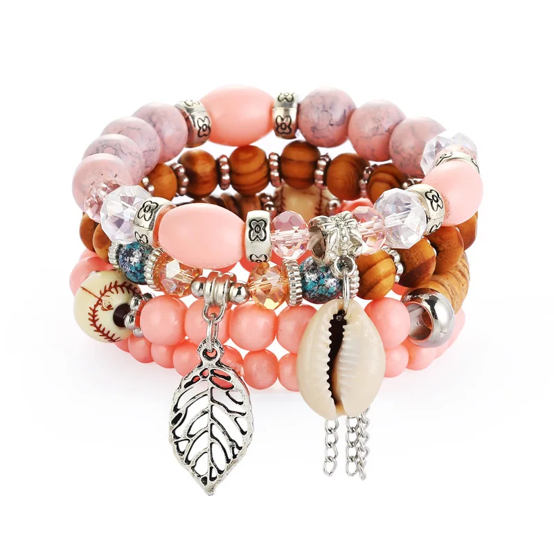 BohemianHandmade BraidedColorful бисер эластичный браслет Этнические Многослойные рисовые бусины из бисера растягивающийся Шарм Бохо