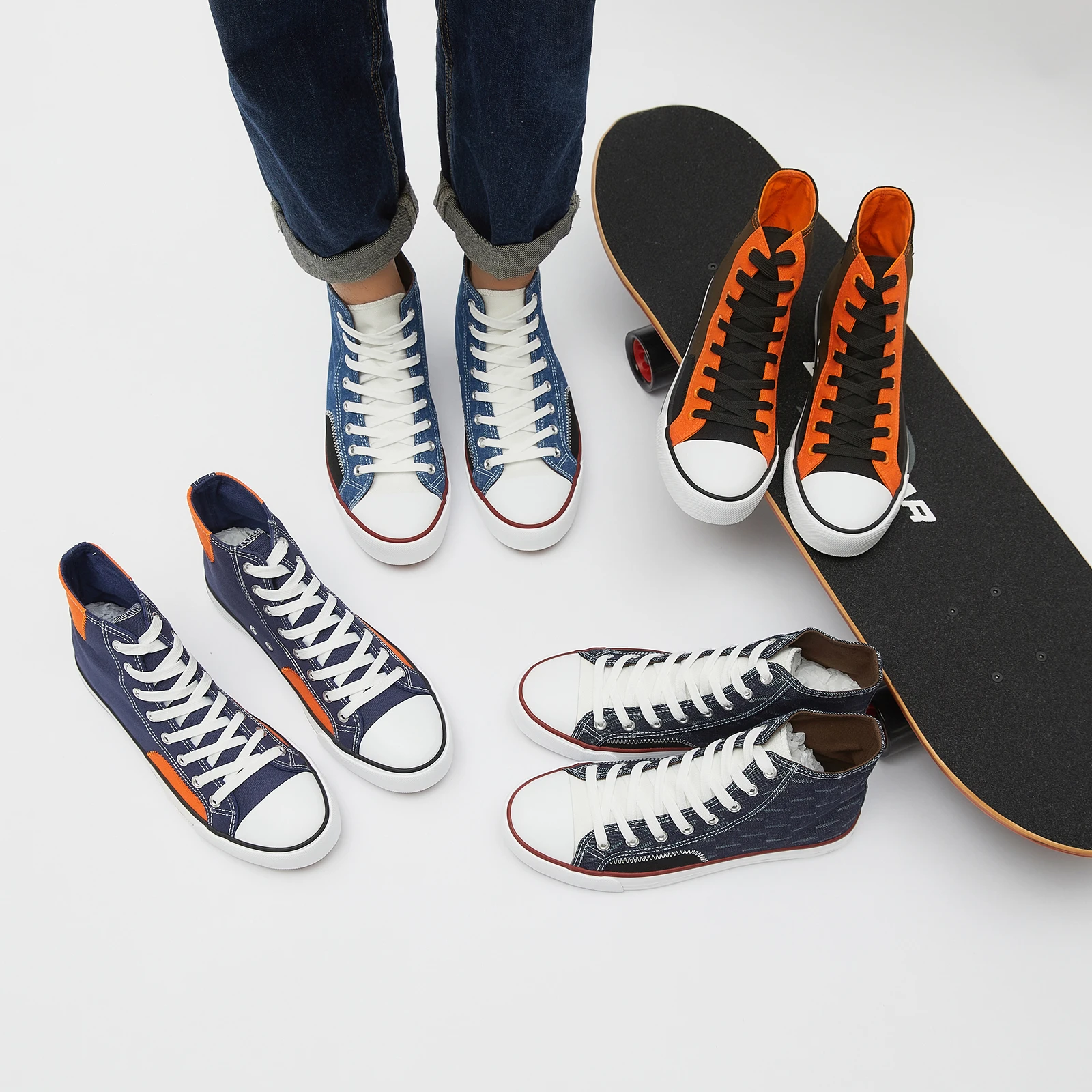 XRH Source Factory OEM ODM Vulcanized Wlking Sport Grey High Top Canvas Shoes For Unisex New Styles