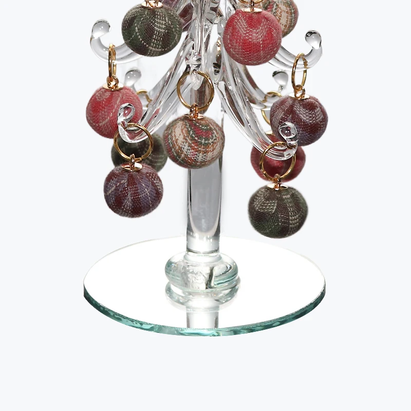 Factory custom H13cm transparent clear mini glass blowing Christmas tree with christmas ball for christmas