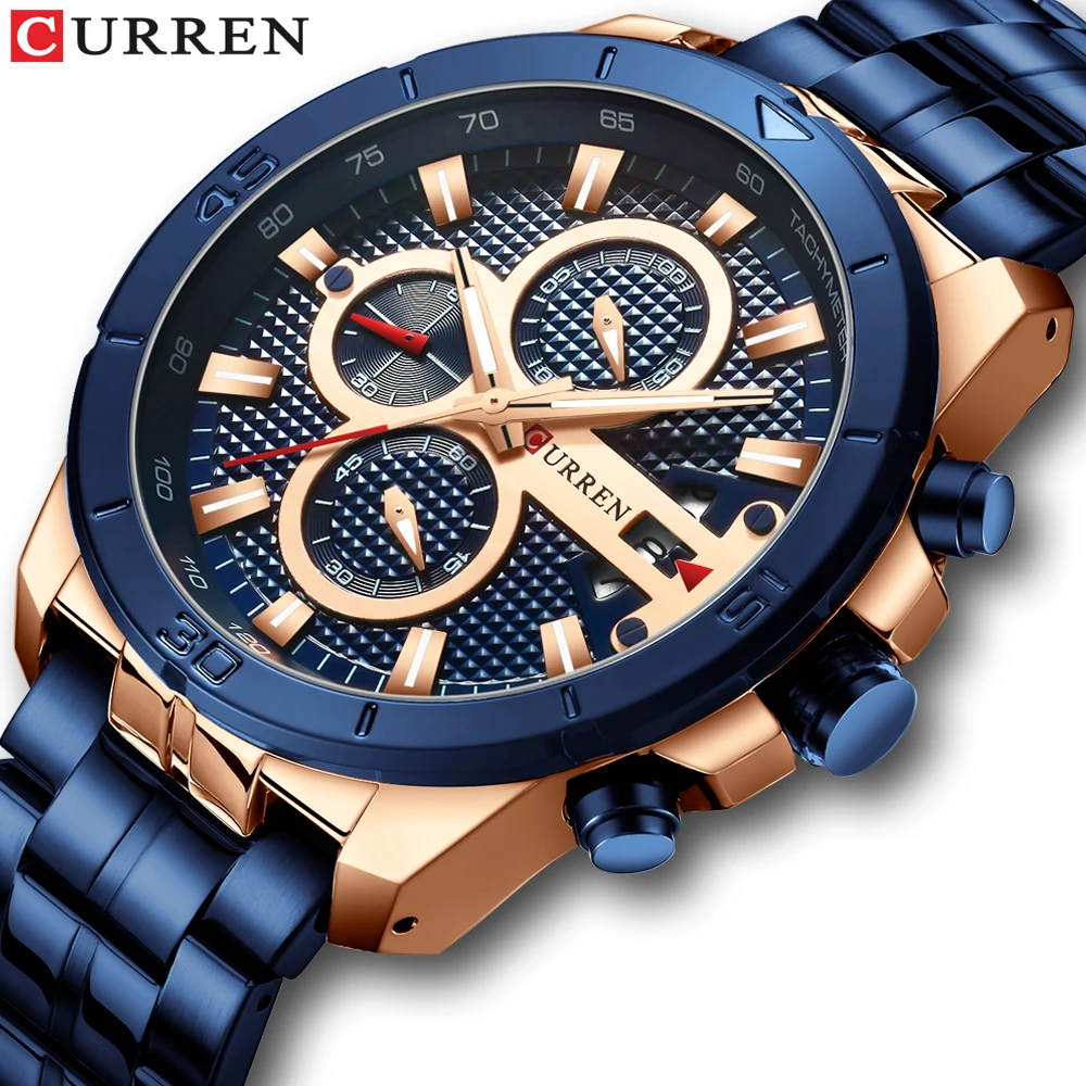 
CURREN 8337 Men High Quality Stainless Steel Belt Outdoor Sports Military Analog Wrist Watches Japan Quartz Movement Watch 