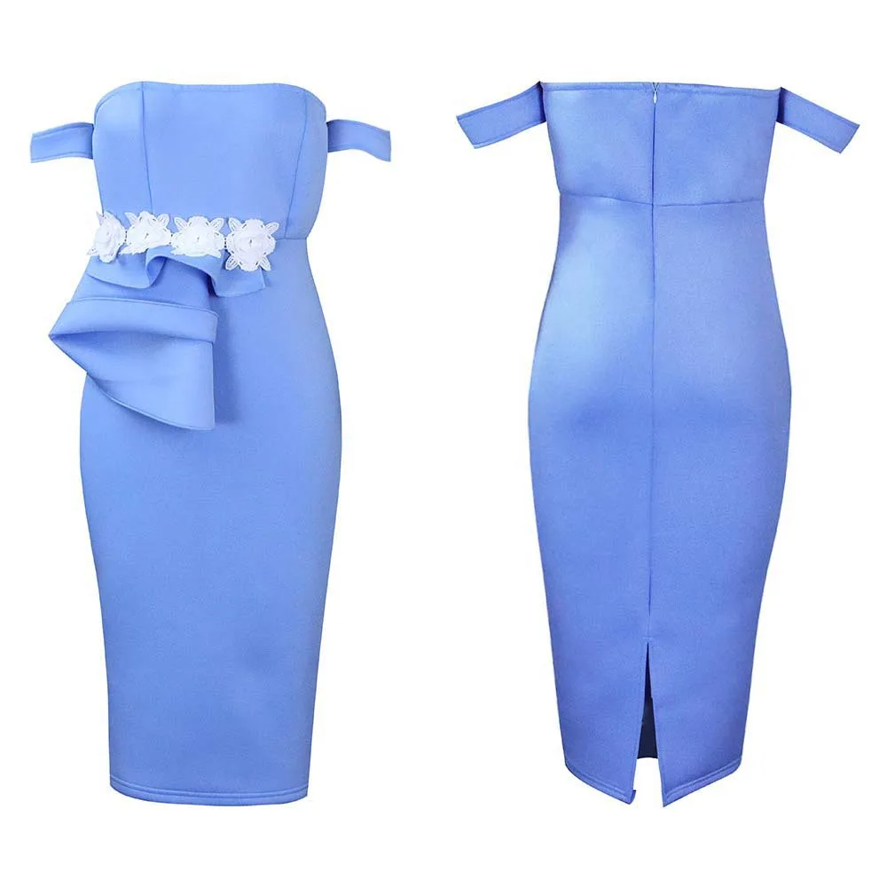 Newest solid color Strapless Large size African Irregular slit sexy slim evening dress
