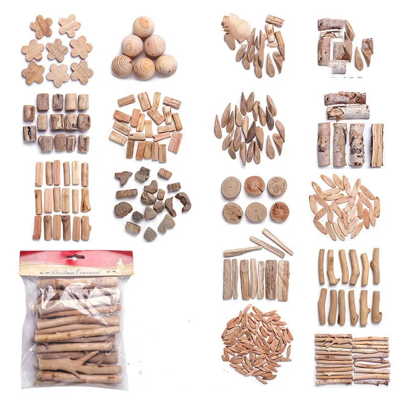 Block Material Package Fish Tank Decoration Log Chips Small Wooden Wood Original Chips Diy Personality Natural Christmas Love