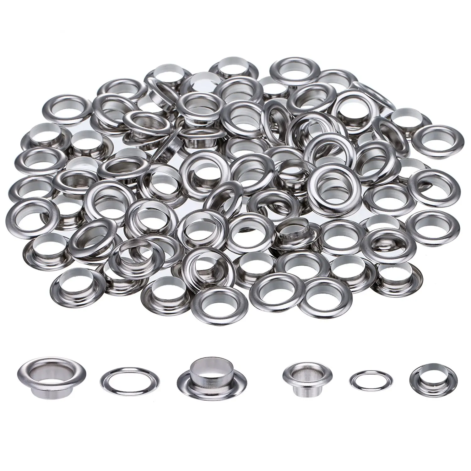 10mm/12mm Inner Diameter Aluminum Eyelets Grommets with Washers for PVC Tarpaulin Curtain Tape/Banners/Tarp Grommets
