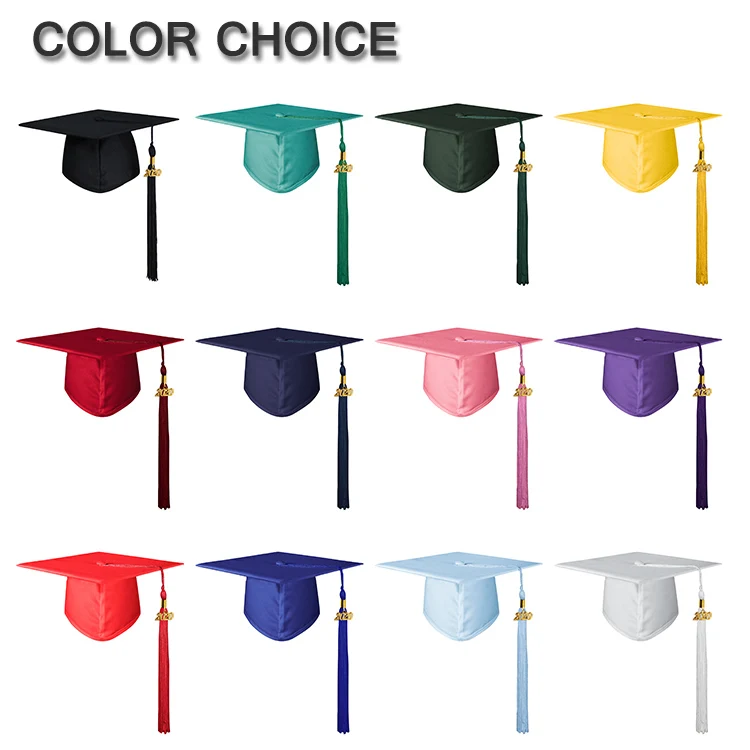 Finest Quality Royal Blue Matte Adult Graduation Cap Hats And Tassel