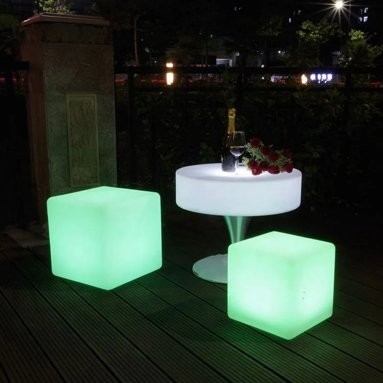 outdoor waterproof charging luminous chair bar furniture led cube 40 cm patio party table event plastic sofa lighting cubes