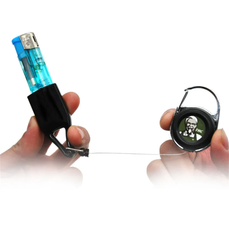 Hot Selling Silicone Sticker Lighter Leashes Safe Stash Clip Retractable Keychain Holder Customize Logo Smoking Accessory