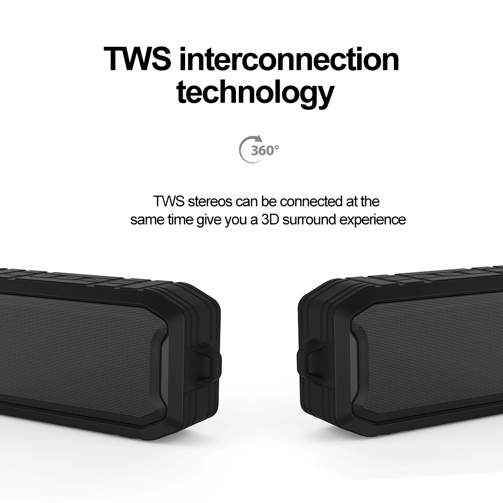 IPX 7 водонепроницаемый беспроводной портативный динамик с FM-радио стерео большой емкости перезаряжаемая батарея