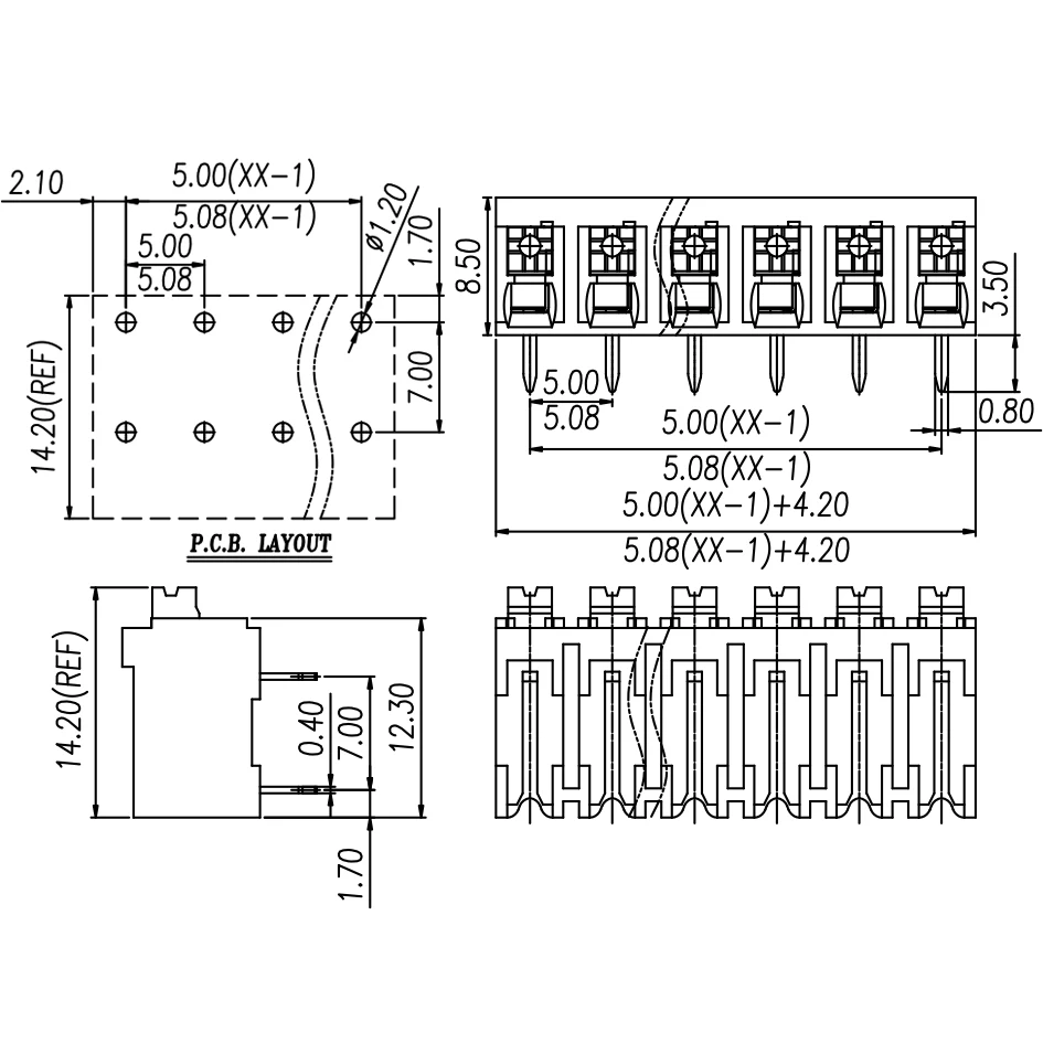 terminal connector block DG212R-THR-5.0