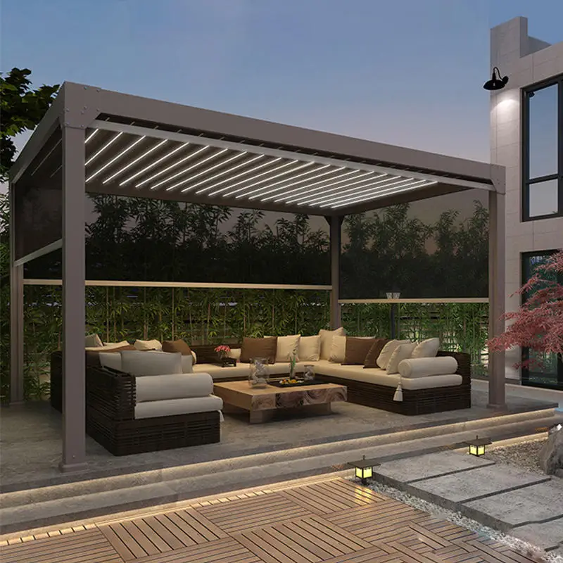 10x10 13x10 13x13x13 20x13 футов OEM Pergola Современная наружная биоклиматическая алюминиевая моторизованная жалюзи стальная беседка