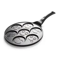Smiley Face Mini Pancakes Non-stick Waffle baking Breakfast cookie omelette 7 holes 26cm Egg fry pan
