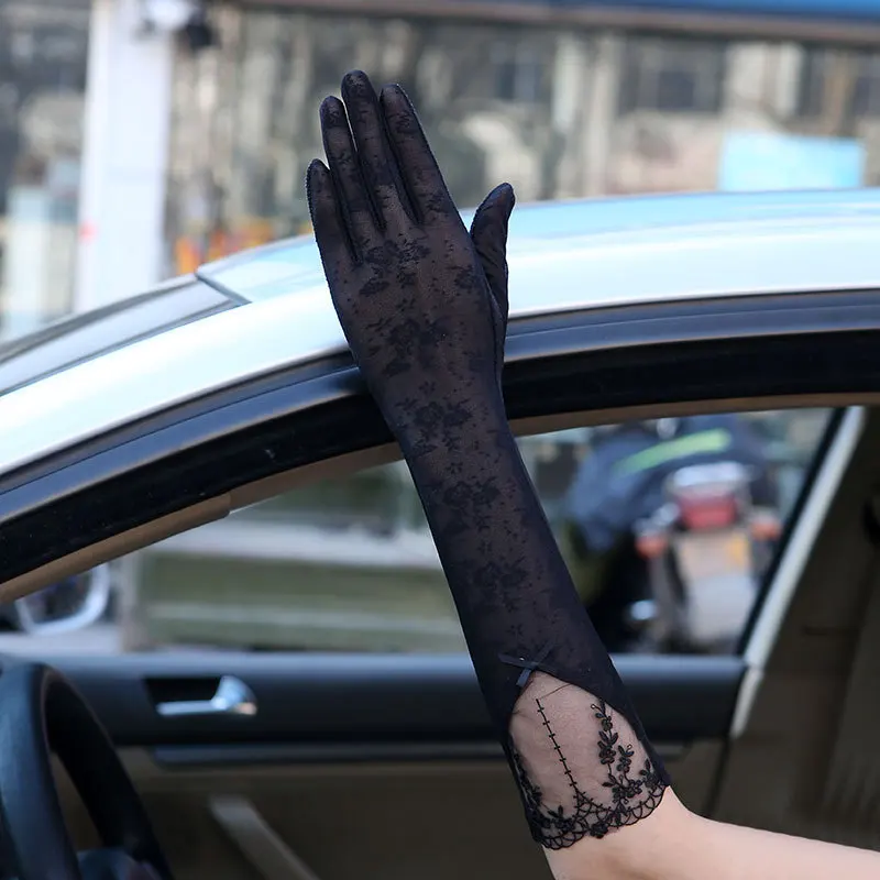 Cheap Summer Breathable UV Protection Driving Touch Screen Thin Women Gloves