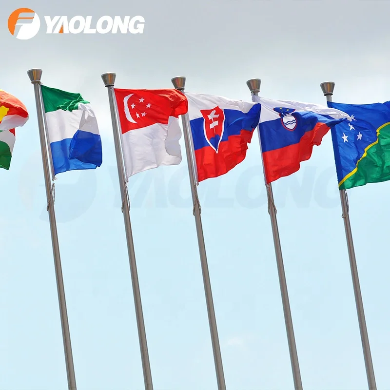 Yaolong 40M 50M 60M 100M 304 316 Stainless Steel Outdoor Electric Operated Flag Pole Aluminum Alloy Giant Flagpole