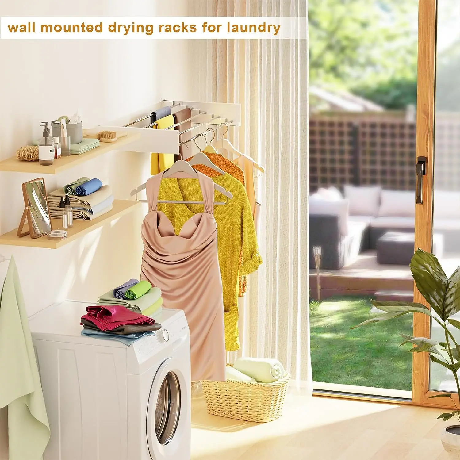 Retractable Laundry Drying Rack Wall Mounted  Foldable Clothes Dry rack