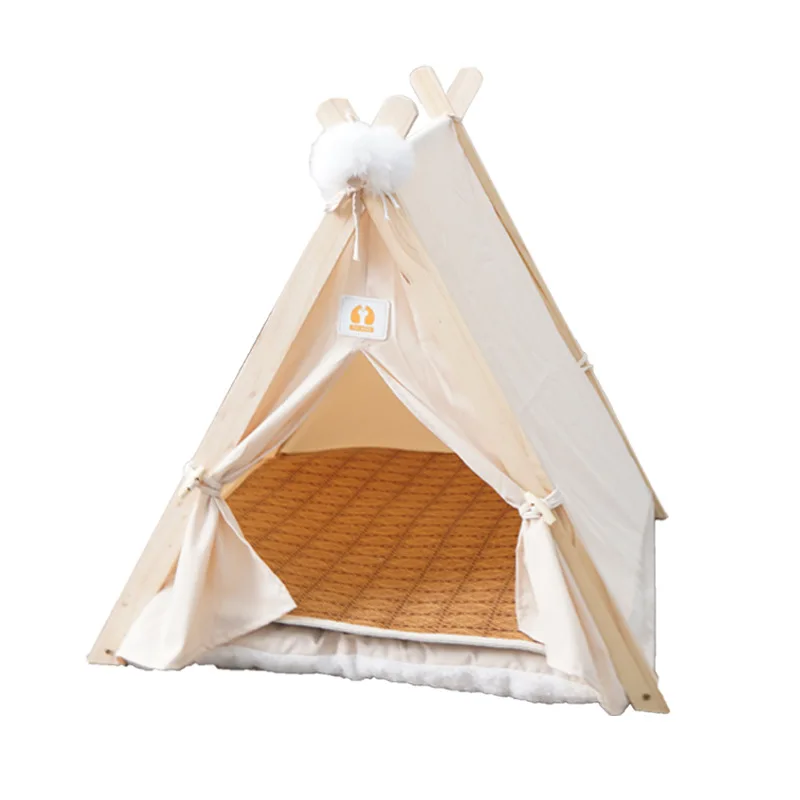 Hot Sale Canvas Material Yurt tent House Comfortable Durable Aesthetic Design Cat Dog Bed pop up  Pet Teepee Tent