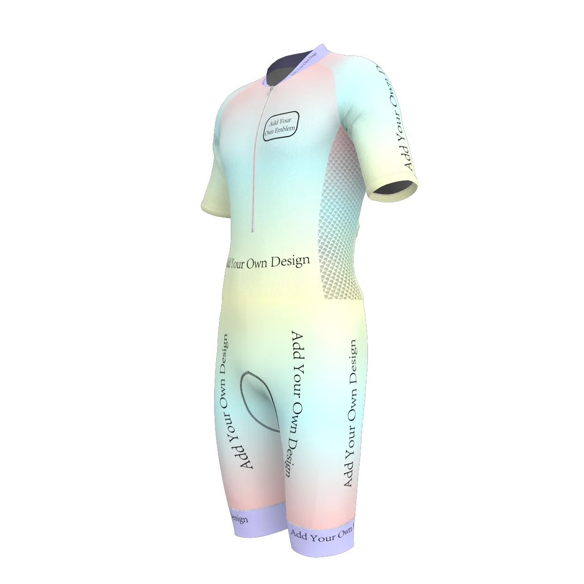 HIRBGOD Customizable Mens Tri Suit With Short Sleeve 1/4 Zipper Tri Pad Color logo  Layout for Team Race  Triathlon Suit
