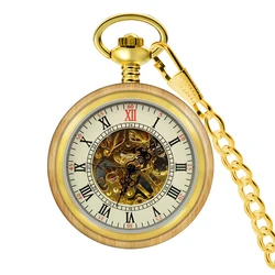 Handmade Antique Vintage Pocket Watch Custom Bronze Quartz Walnut Wooden Pocket Watch