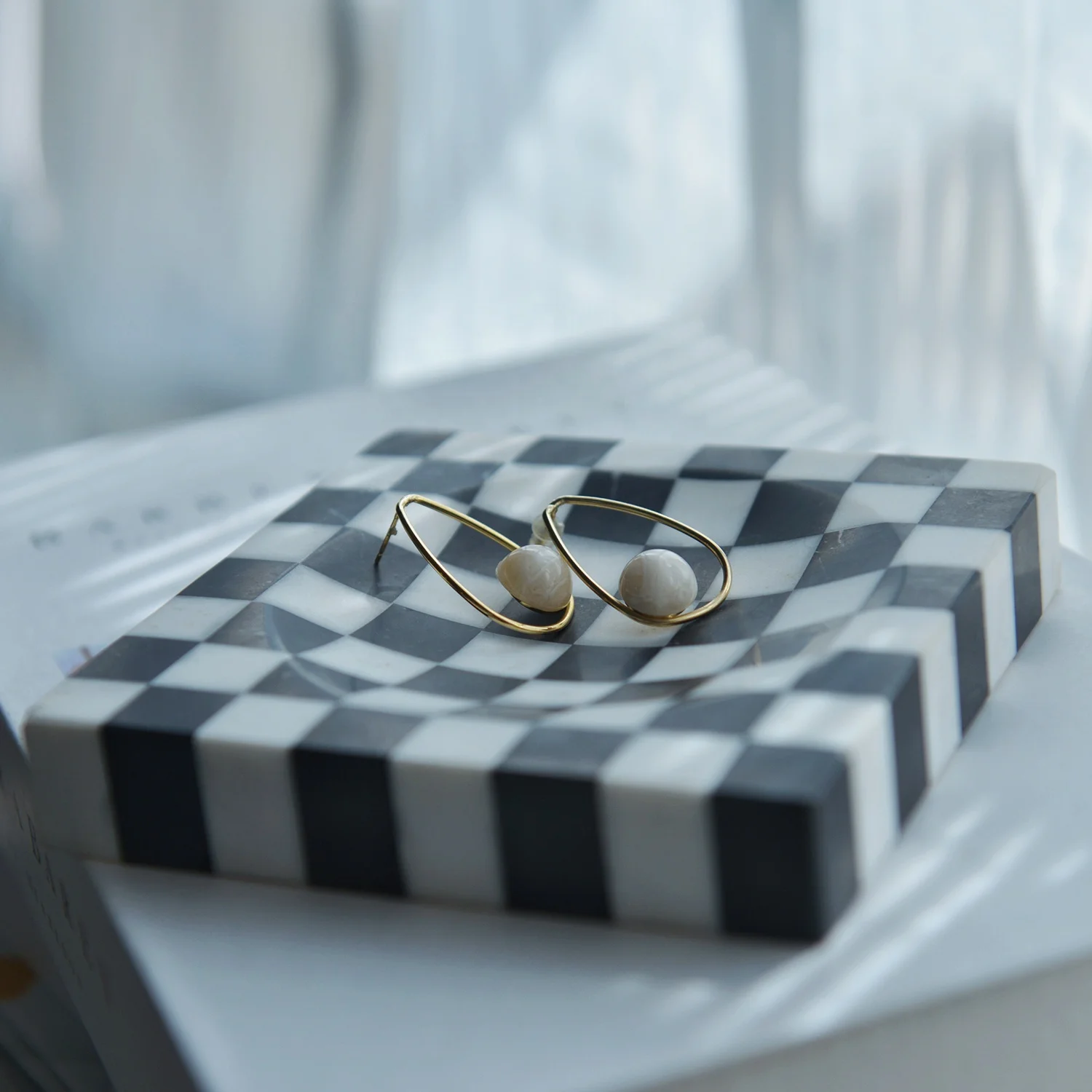 wholesale custom Marble Black and white splicing Decoration Plate Square Modern Style zebra Stone Jewelry Tray plate platter