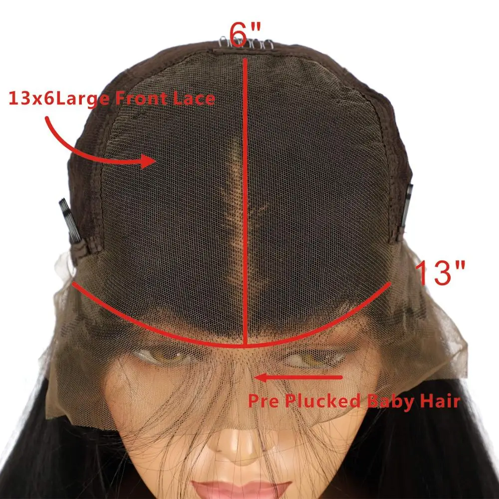 13x3 and 13x6 Black Synthetic Front Lace Wig 22inch Long Straight Pre Plucked with Natural Hairline and Baby Hair