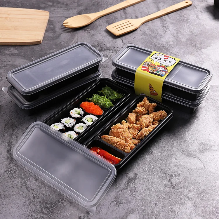 Cheap Disposable Food Box 3 Compartment Food Containers Bento Plastic Storage Boxes & Bins Plastic Blister Packing Container