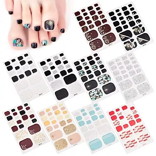 2022 Hot Selling Colorful New Design Foil Toe Nail Sticker Toe Nail Wrap Foot Sticker