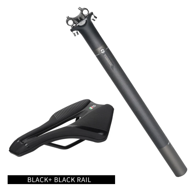 Toseek 350/400 oem carbon seat post 27.2/30.8/31.6+black/silver leather bicycle saddle kids mtb road bike seat post saddles