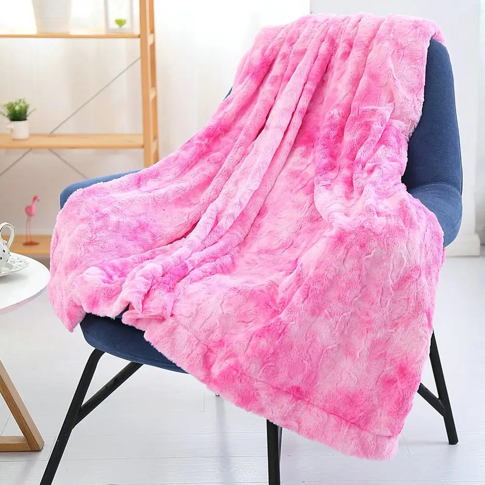Large Faux Fur Blanket Mink Faux Fur Throw Blanket Super Soft Long Hair Plush Europe Coral Fleece Fabric Square Winter Nonwoven