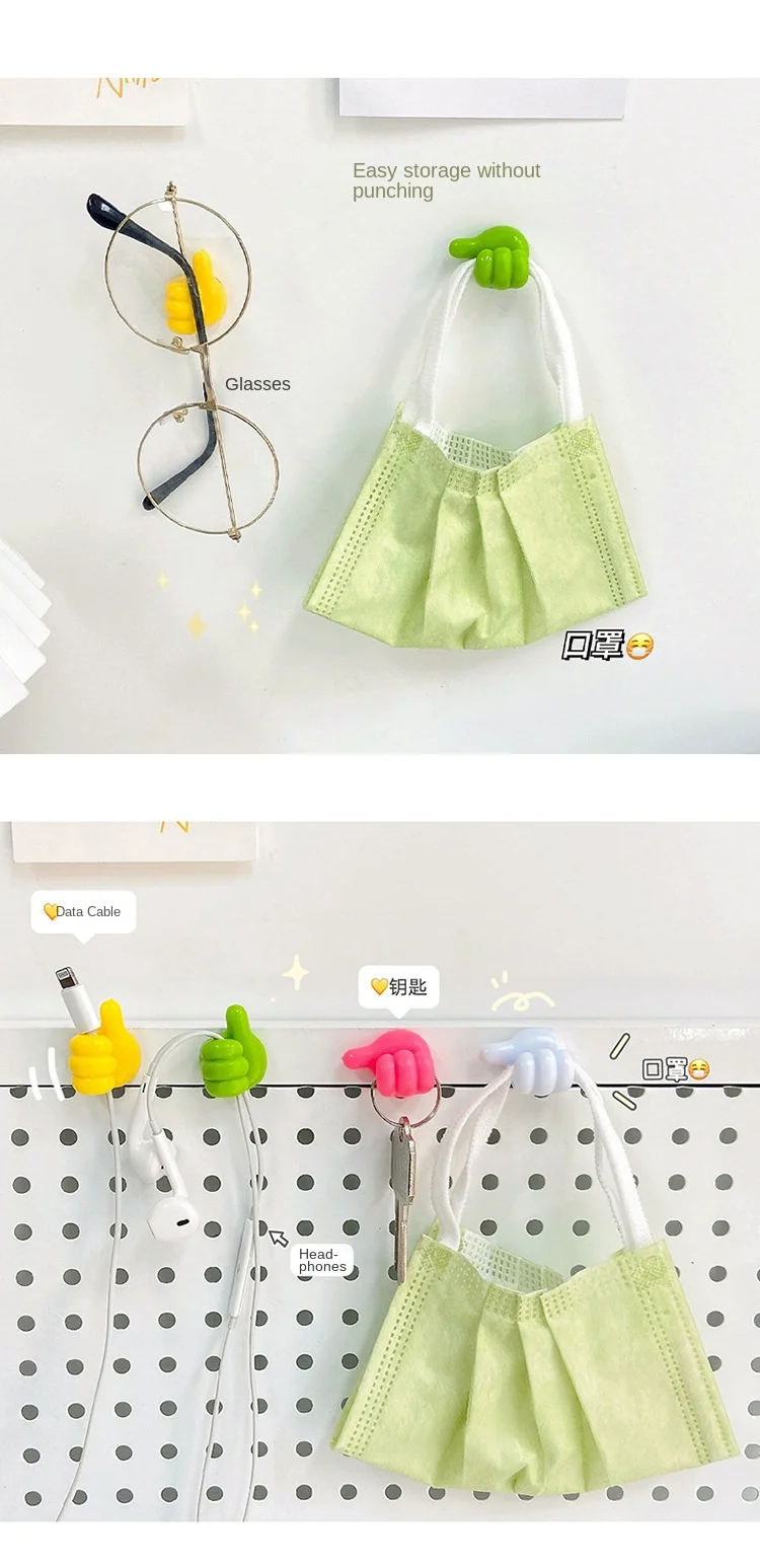 Thumb hook cable organizer Desktop data cable storage charging cable fixer wall surface no marks, no punch-free sticky hook