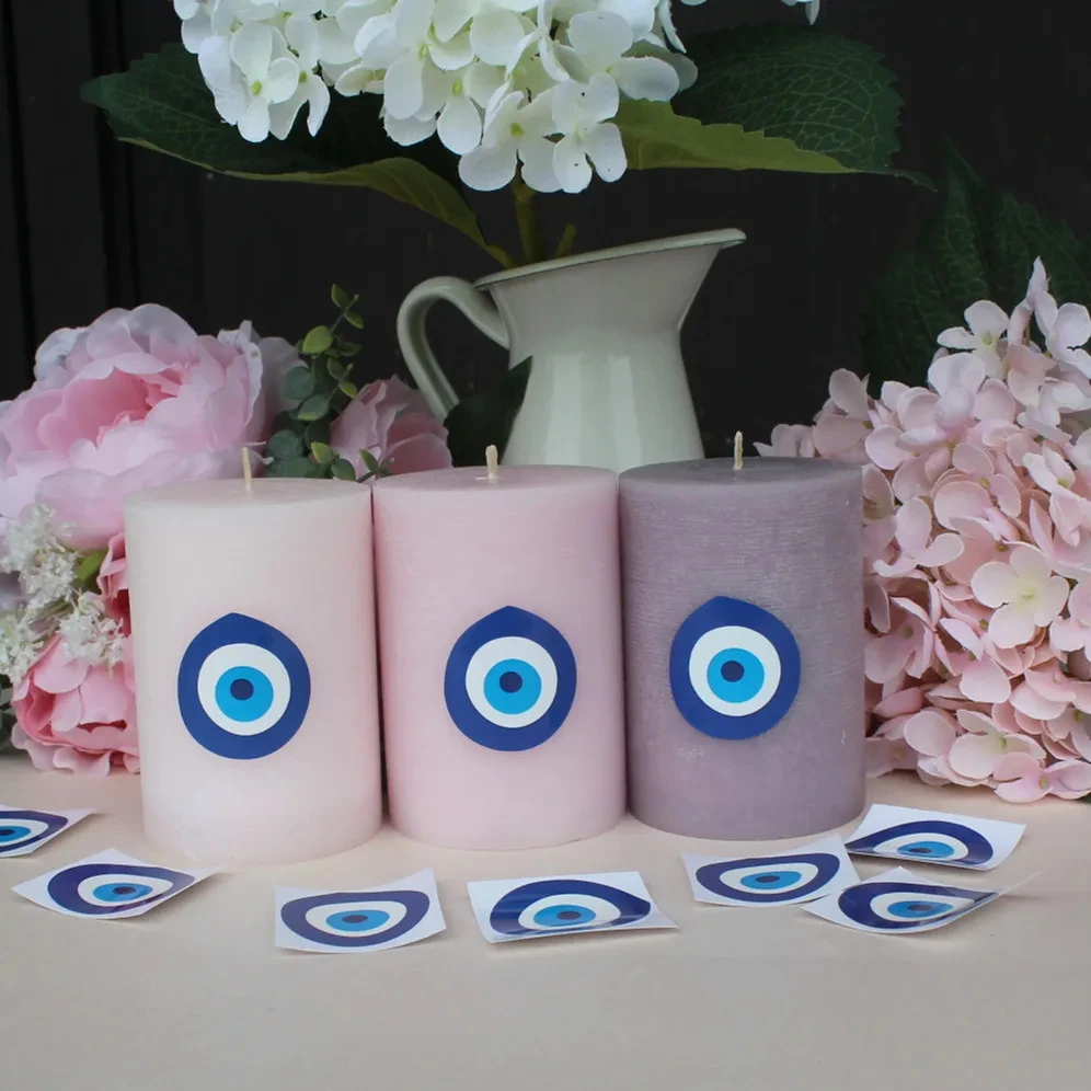 WANHUA sublimation white barn manufacturing 3 wick scented evil eye candle